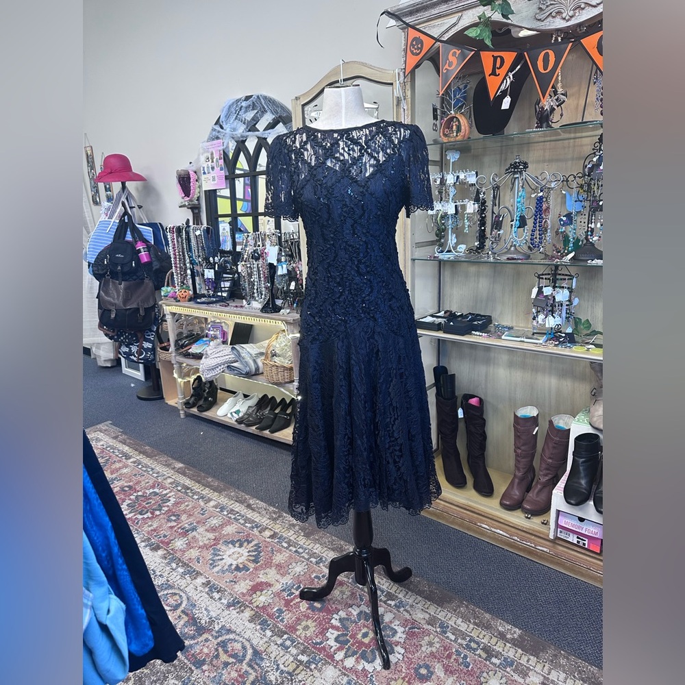 Shuet Young Vintage Elegant black Lace Dress size 9/10 - GREAT CONDITION!